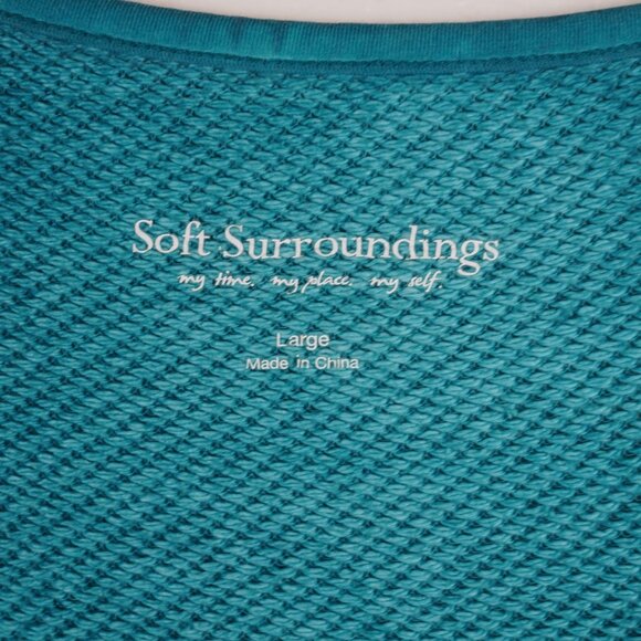 Soft Surroundings Teal Embroidered Beaded Tunic Dress Large‎ Boho Luxe - Picture 4 of 10